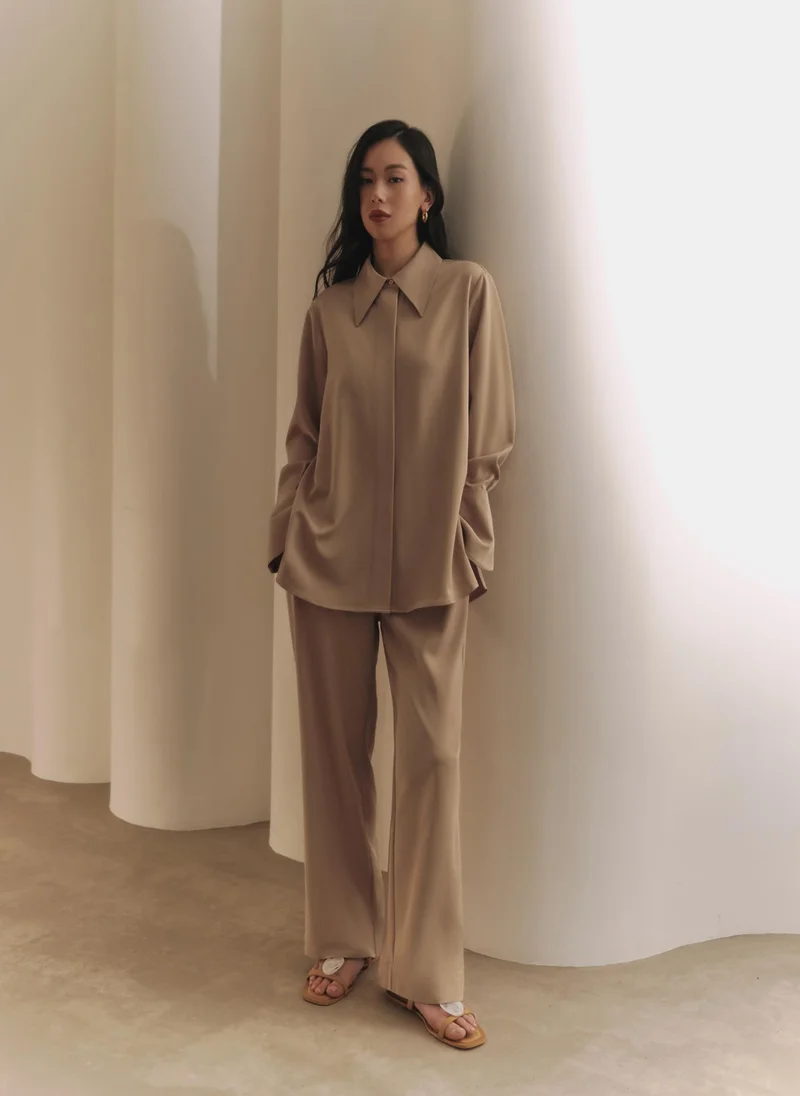 Lichi  Straight trousers with elasticated waistband for Women | Best Price UAE